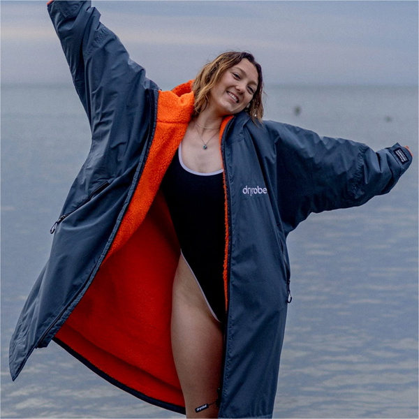 2025 Dryrobe Advance Long Sleeve Changing Robe V3 DALSV3 - Dark Grey / Orange
